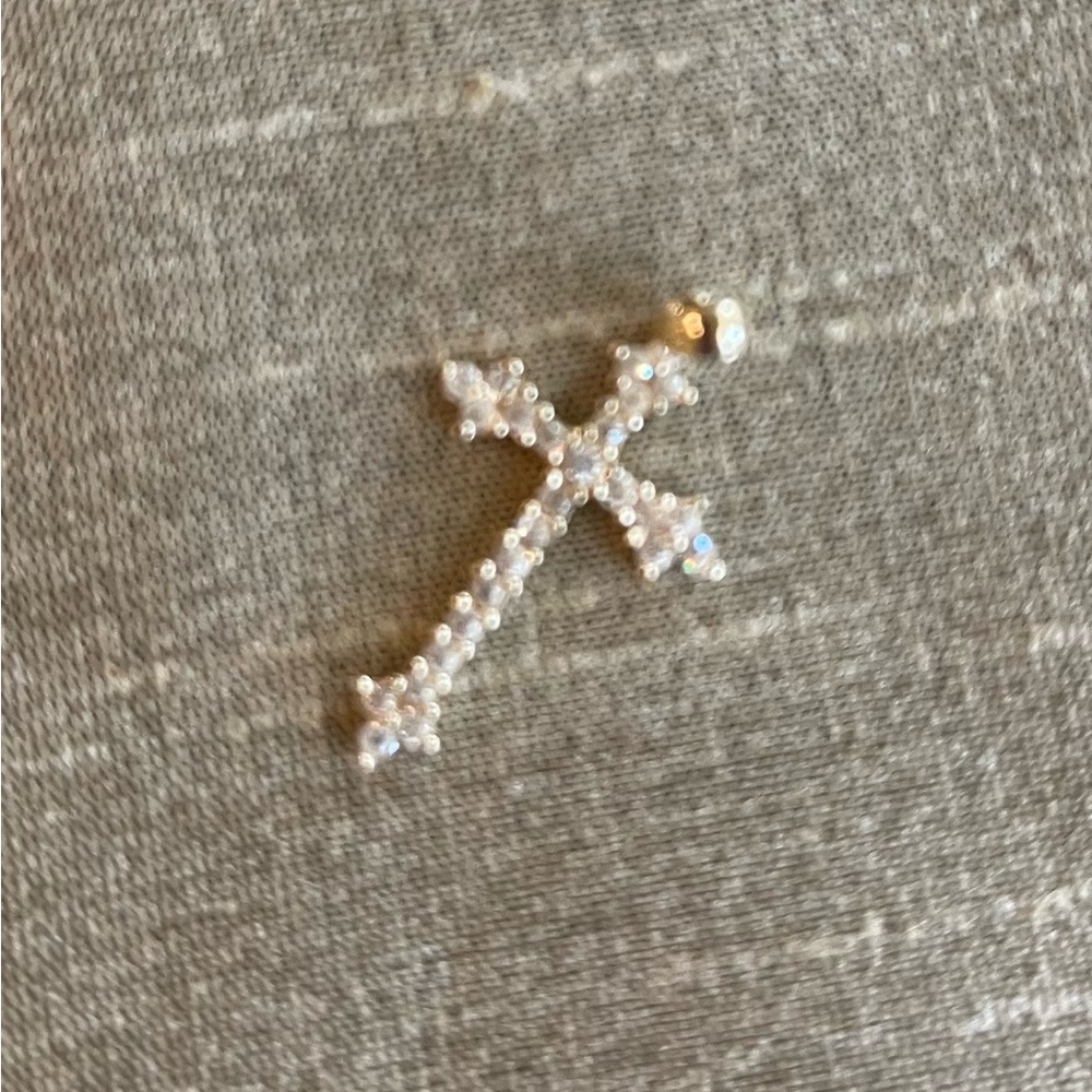 10k yellow gold cross with cubic zirconia stones